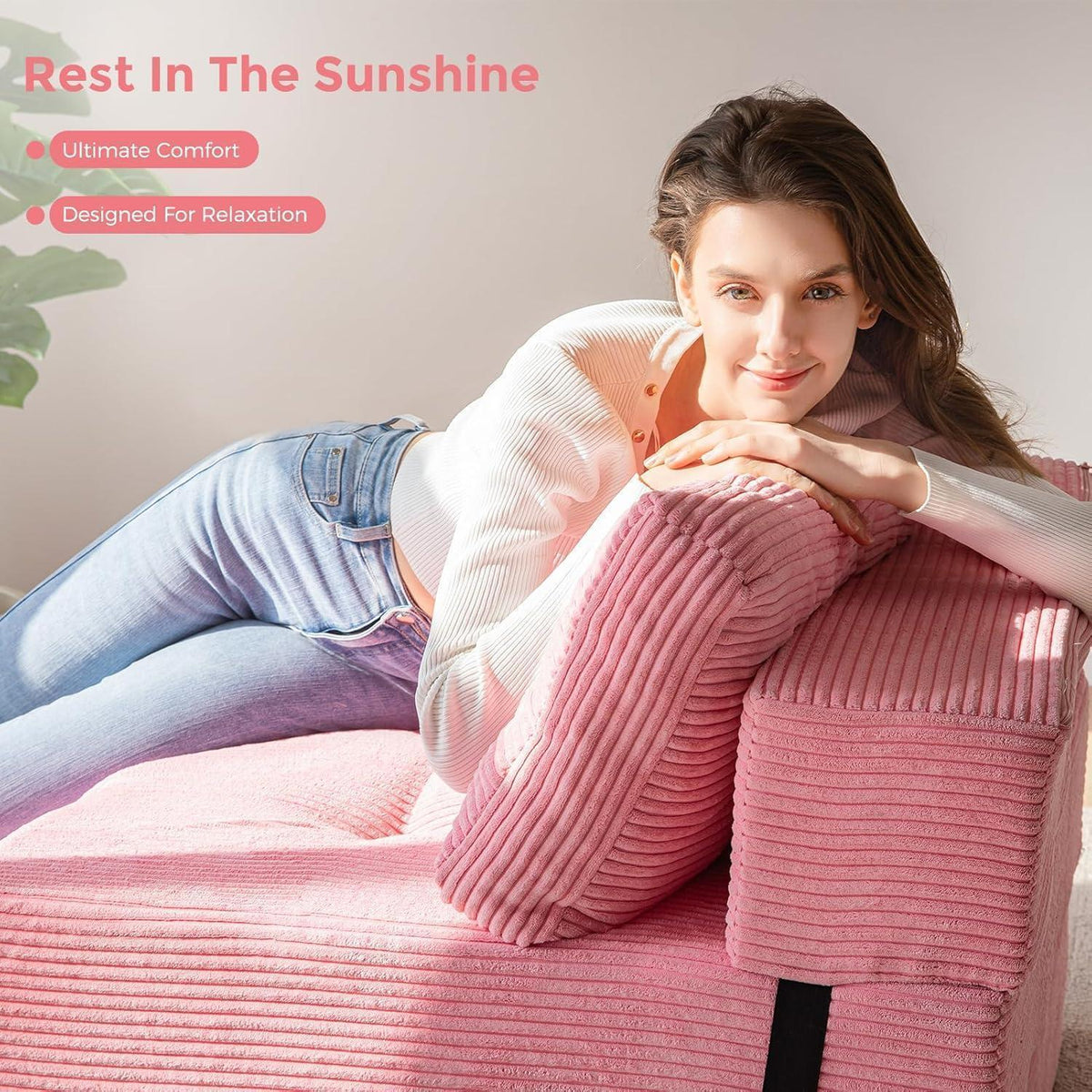 Klappsofa mit Schlaffunktion – Rosa Bodensofa & Gästebett