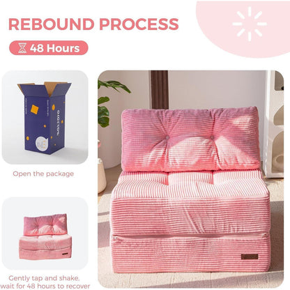 Klappsofa mit Schlaffunktion – Rosa Bodensofa & Gästebett