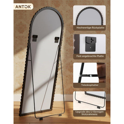 Ganzkörperspiegel 180x71 cm – Standspiegel mit Bogenform & HD Glas