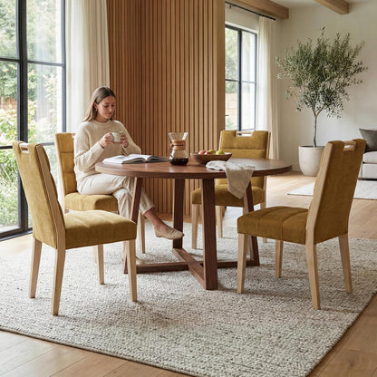 Chenille Esszimmerstühle 2er Set – Bequeme Polsterstühle Holz