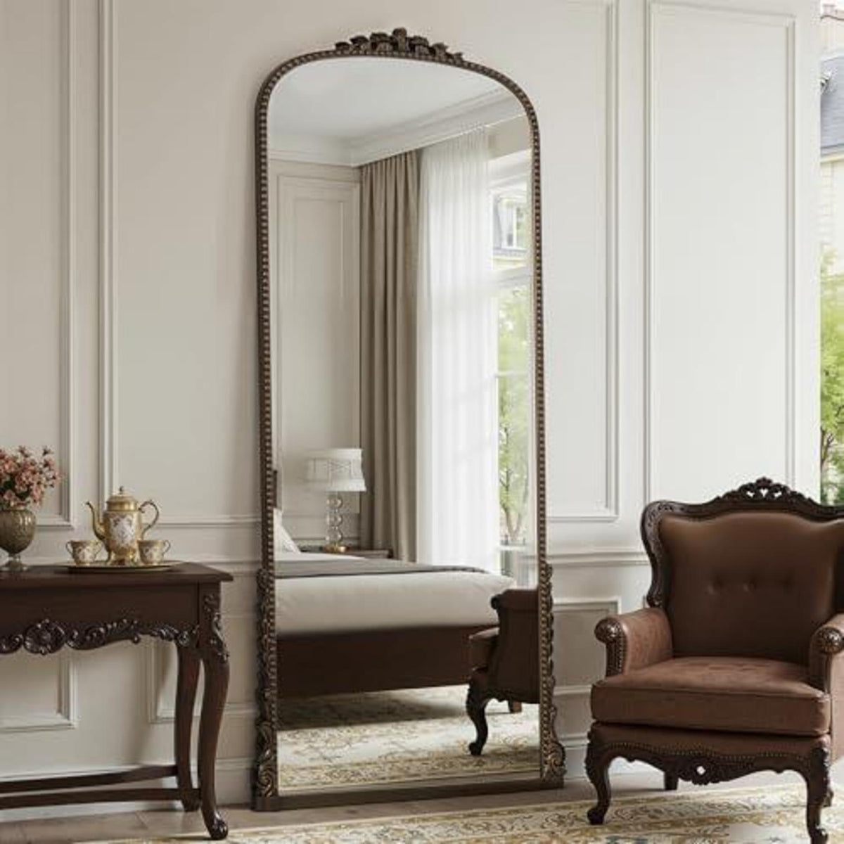 Vintage Standspiegel 180x80cm – Bronze, HD Glas & Bogenform