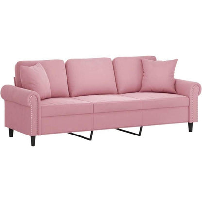 Rosa Samt Sofa mit Armlehne – 3-Sitzer Couch 180cm