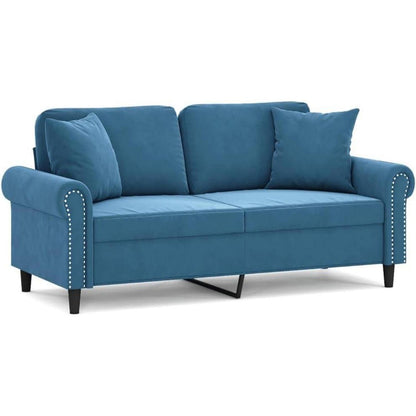 2-Sitzer Sofa mit Schlaffunktion, Blau, Samt, 140cm