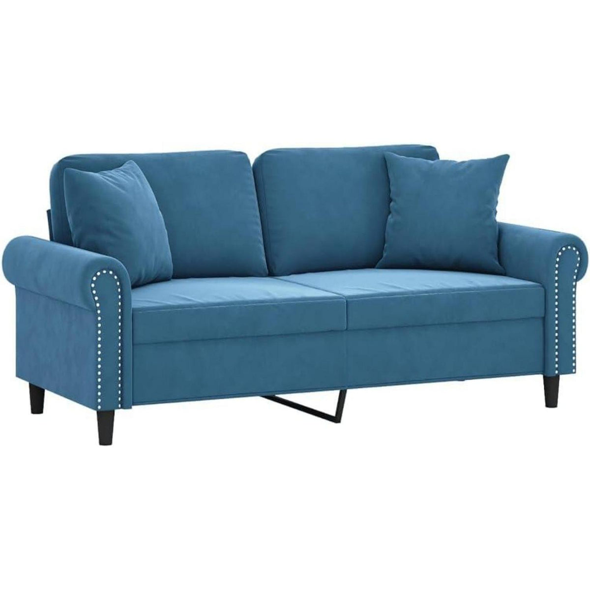 2-Sitzer Sofa mit Schlaffunktion, Blau, Samt, 140cm
