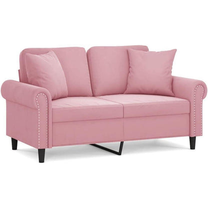 2-Sitzer Sofa Samt Rosa – Modernes Mini Sofa mit Kissen