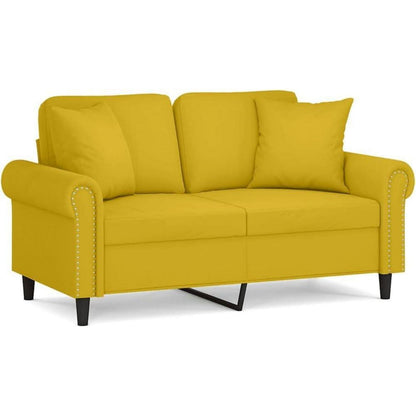 2-Sitzer Sofa mit Schlaffunktion, Gelb, Samt, 120cm