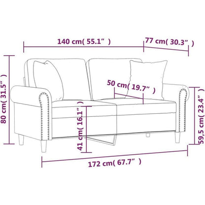 2-Sitzer Sofa Samt Schwarz – Modernes Mini Sofa mit Kissen