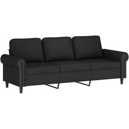 3-Sitzer Samtsofa Schwarz – Modernes Mini Sofa mit Kissen