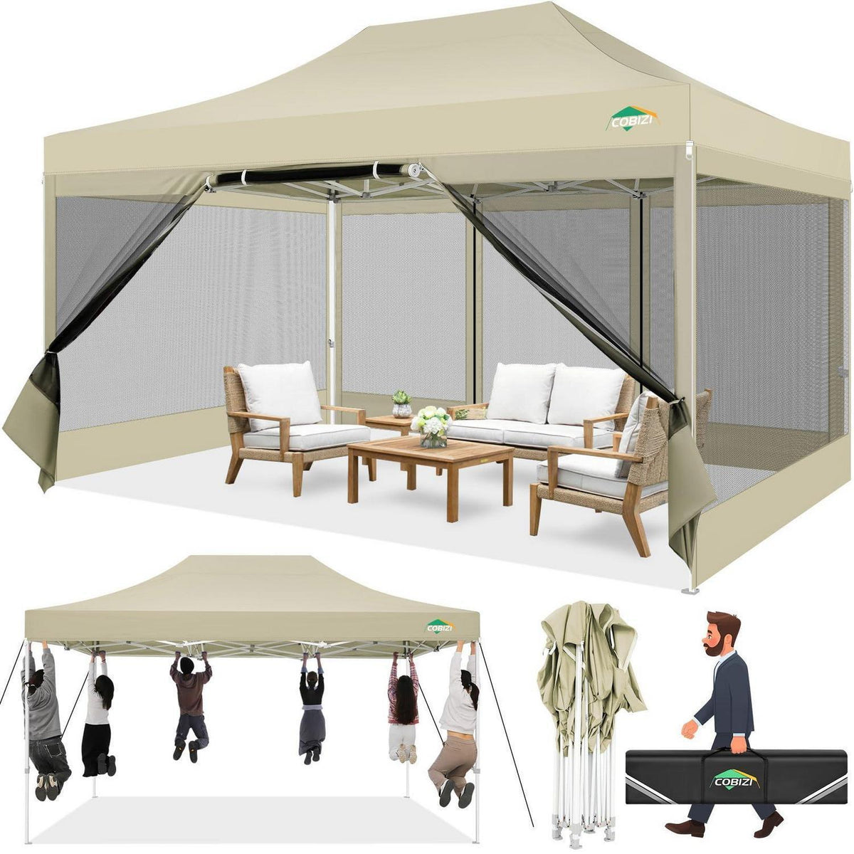 3x4.5m Faltpavillon – Wasserdicht, UV-Schutz & 4 Seitenwände