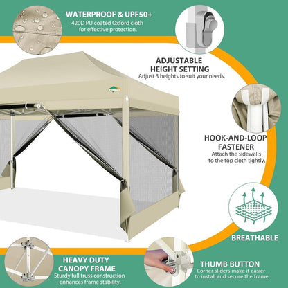 3x4.5m Faltpavillon – Wasserdicht, UV-Schutz & 4 Seitenwände