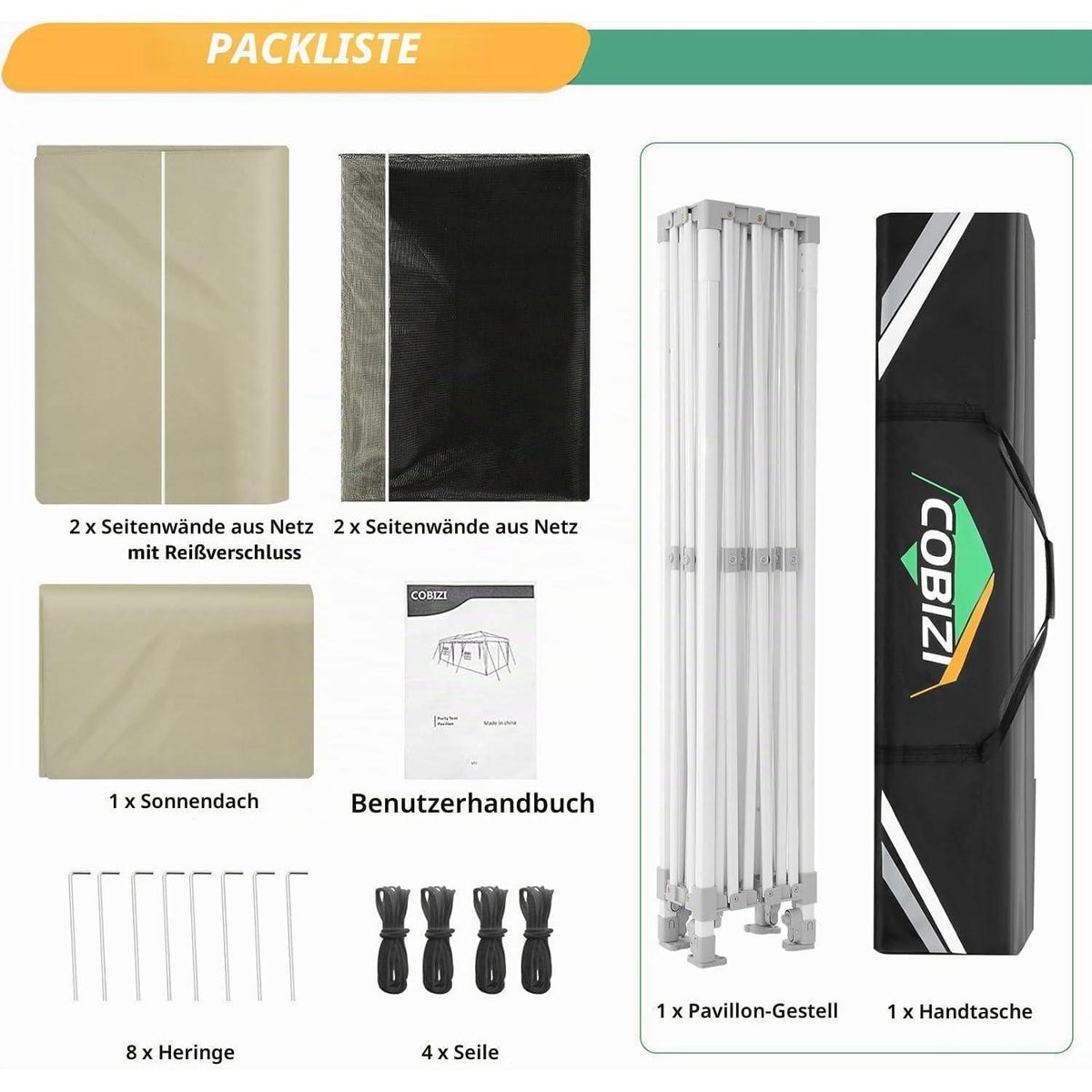 3x4.5m Faltpavillon – Wasserdicht, UV-Schutz & 4 Seitenwände