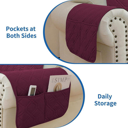 Sofaüberwurf 1-Sitzer Burgunderrot (60cm) – Rutschfest & Praktisch