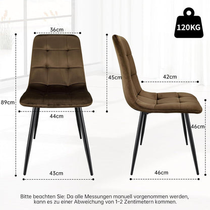 Esstisch Set mit 4 Samtstühlen – Helles Holz 140x80cm