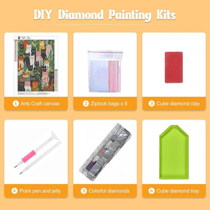 5D Diamant Painting Katze – DIY Mosaik Bild für Erwachsene
