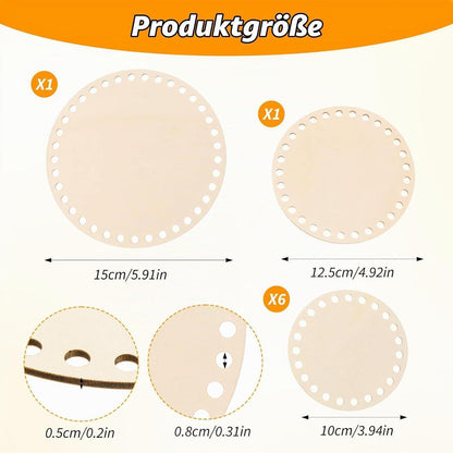 Holzboden für Häkelkörbe – 8 Stück in 3 Größen
