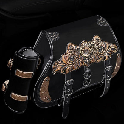Motorrad Satteltasche 30L Wasserdicht mit Flaschenhalter in Lederoptik
