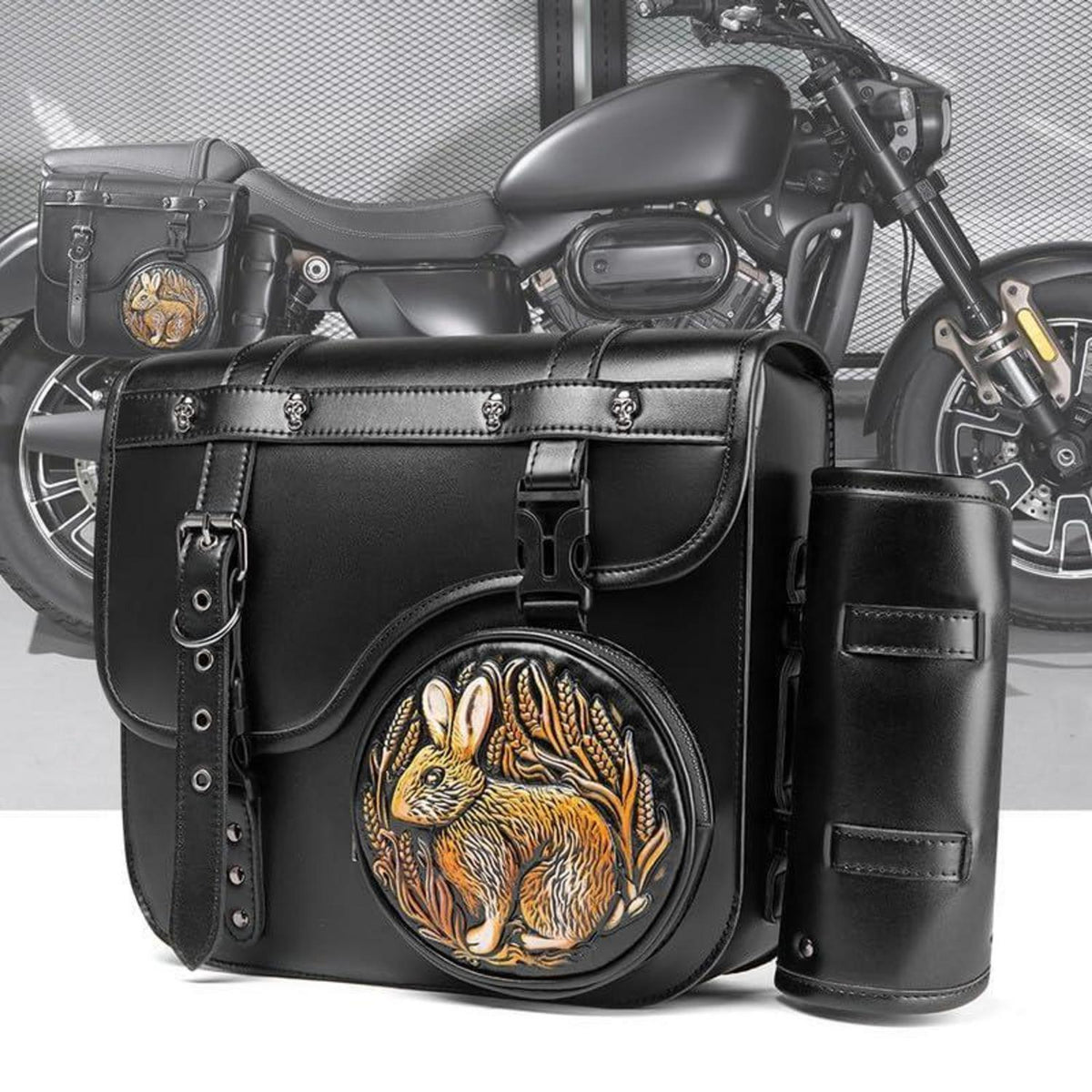 Motorrad Satteltasche 30L Wasserdicht mit Flaschenhalter in Lederoptik