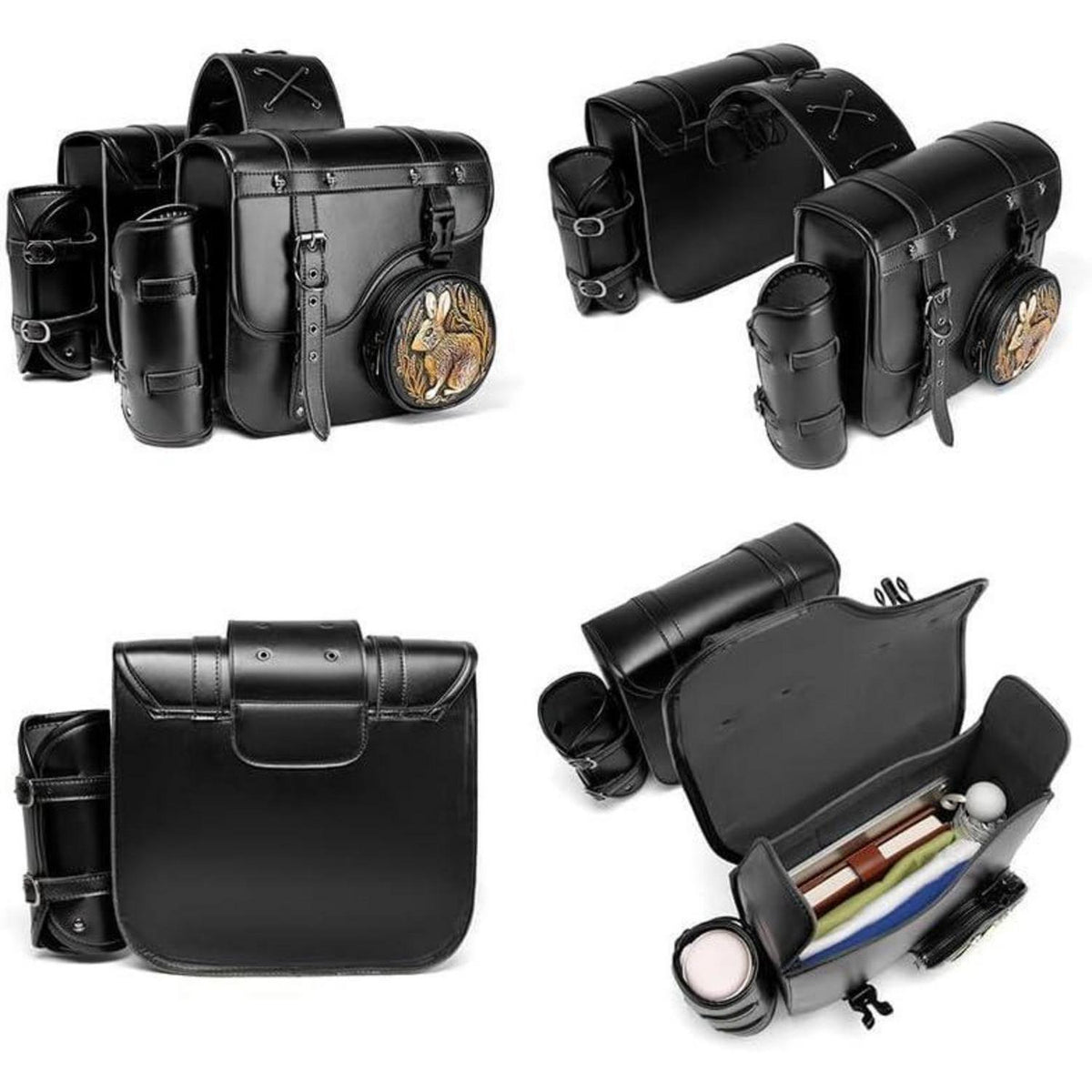 Motorrad Satteltasche 30L Wasserdicht mit Flaschenhalter in Lederoptik