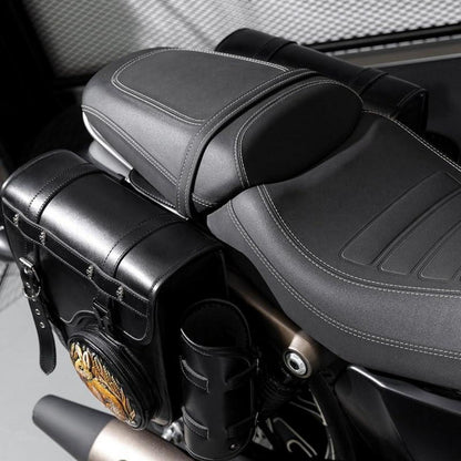 Motorrad Satteltasche 30L Wasserdicht mit Flaschenhalter in Lederoptik
