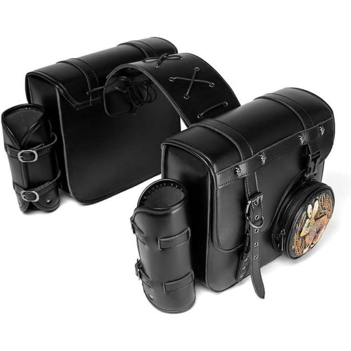 Motorrad Satteltasche 30L Wasserdicht mit Flaschenhalter in Lederoptik
