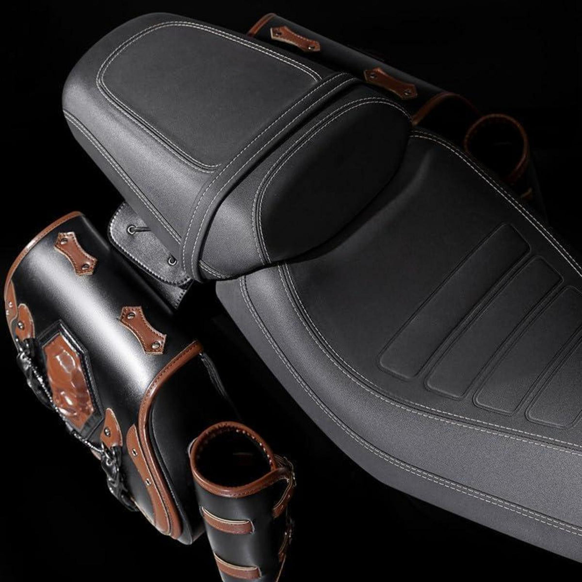 Motorrad Satteltasche 30L Wasserdicht mit Flaschenhalter in Lederoptik