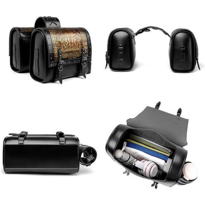 Motorrad Satteltasche 30L Wasserdicht mit Flaschenhalter in Lederoptik