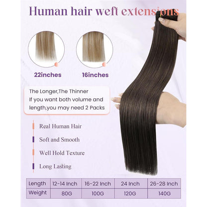 Echthaar Tressen Braun 60cm zum Einnähen – Natürliches Remy Haar