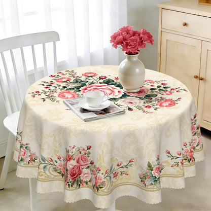 Runde Tischdecke 160 cm Rosenmuster – Wetterfest & Abwaschbar