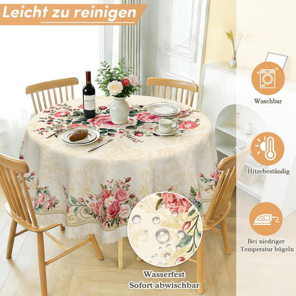 Runde Tischdecke 160 cm Rosenmuster – Wetterfest & Abwaschbar