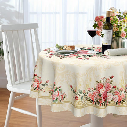 Runde Tischdecke 160 cm Rosenmuster – Wetterfest & Abwaschbar