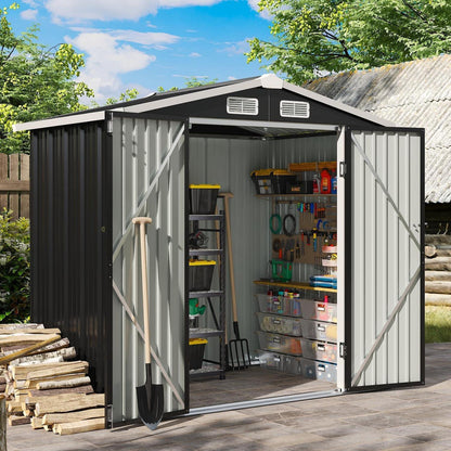 Gerätehaus Metall 200x188x123cm mit Fundamentrahmen Schwarz