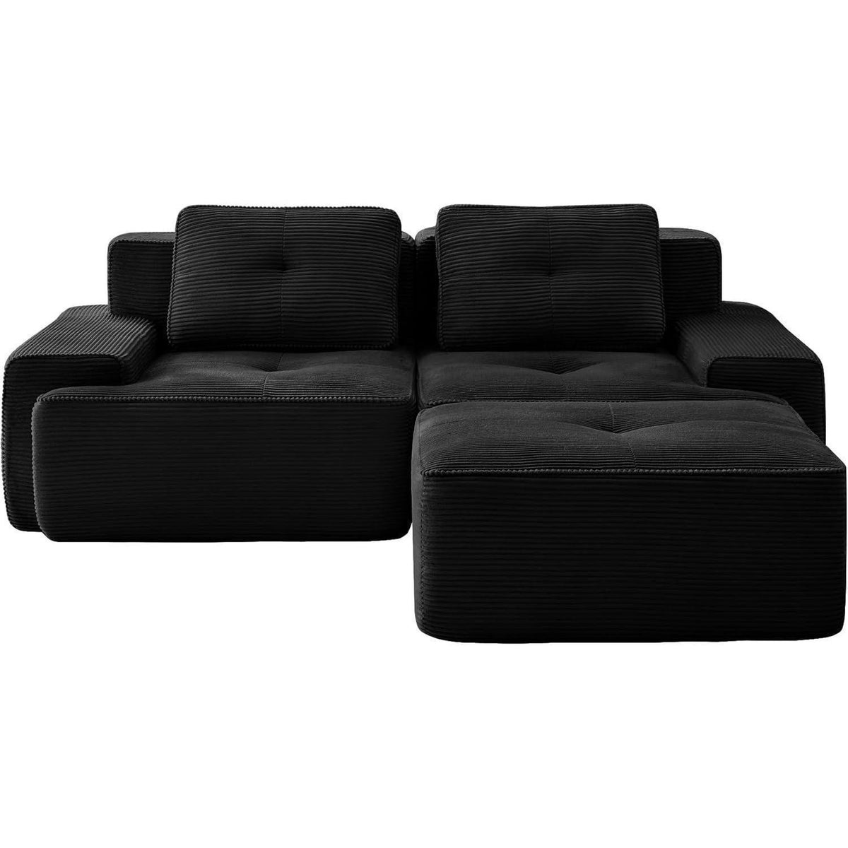 Modularer 2-Sitzer Cord Sofa mit Hocker – Tiefsitz & Komfort