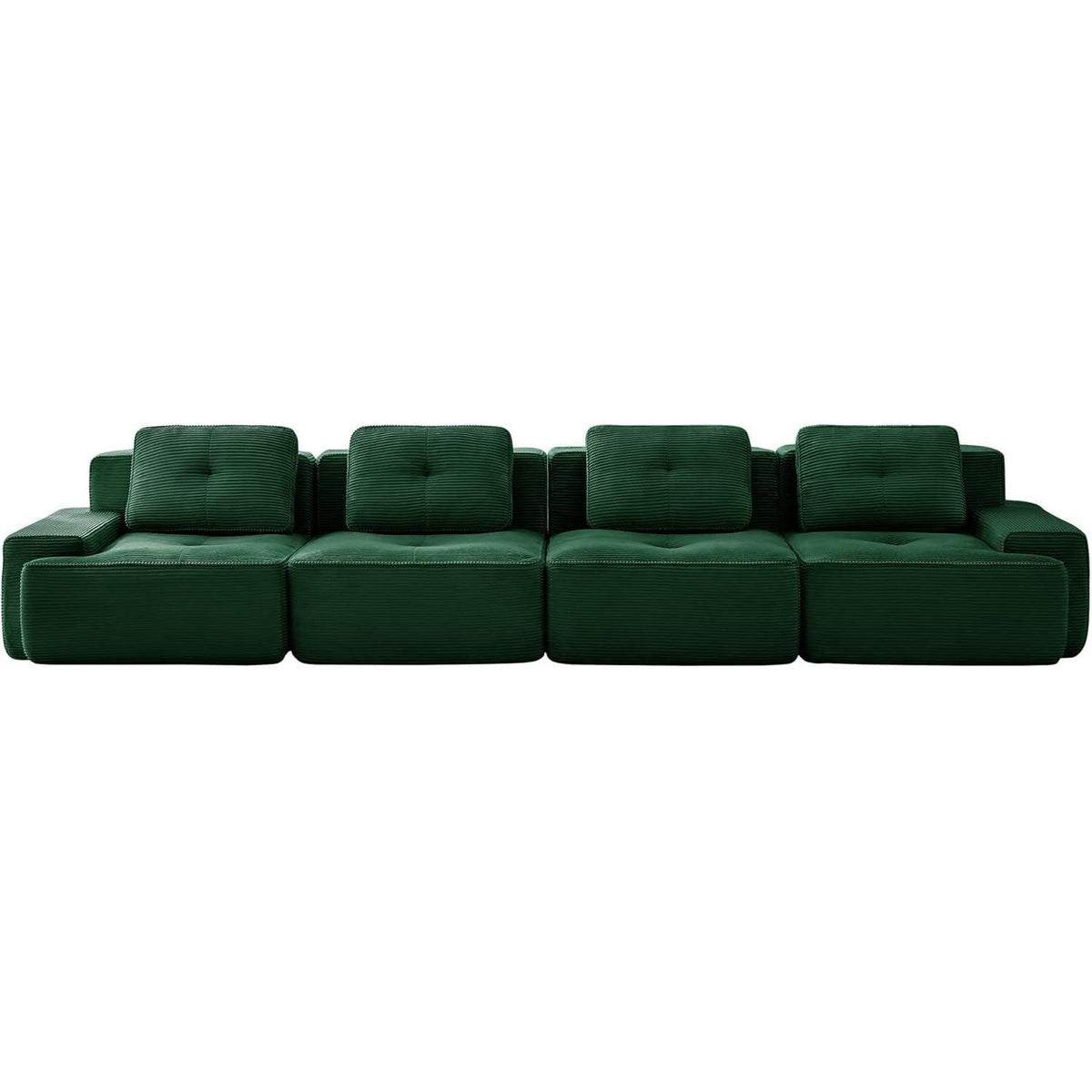 Modularer 4-Sitzer Cord-Sofa | Tiefsitz, Grün