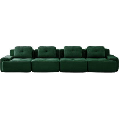 Modularer 4-Sitzer Cord-Sofa | Tiefsitz, Grün