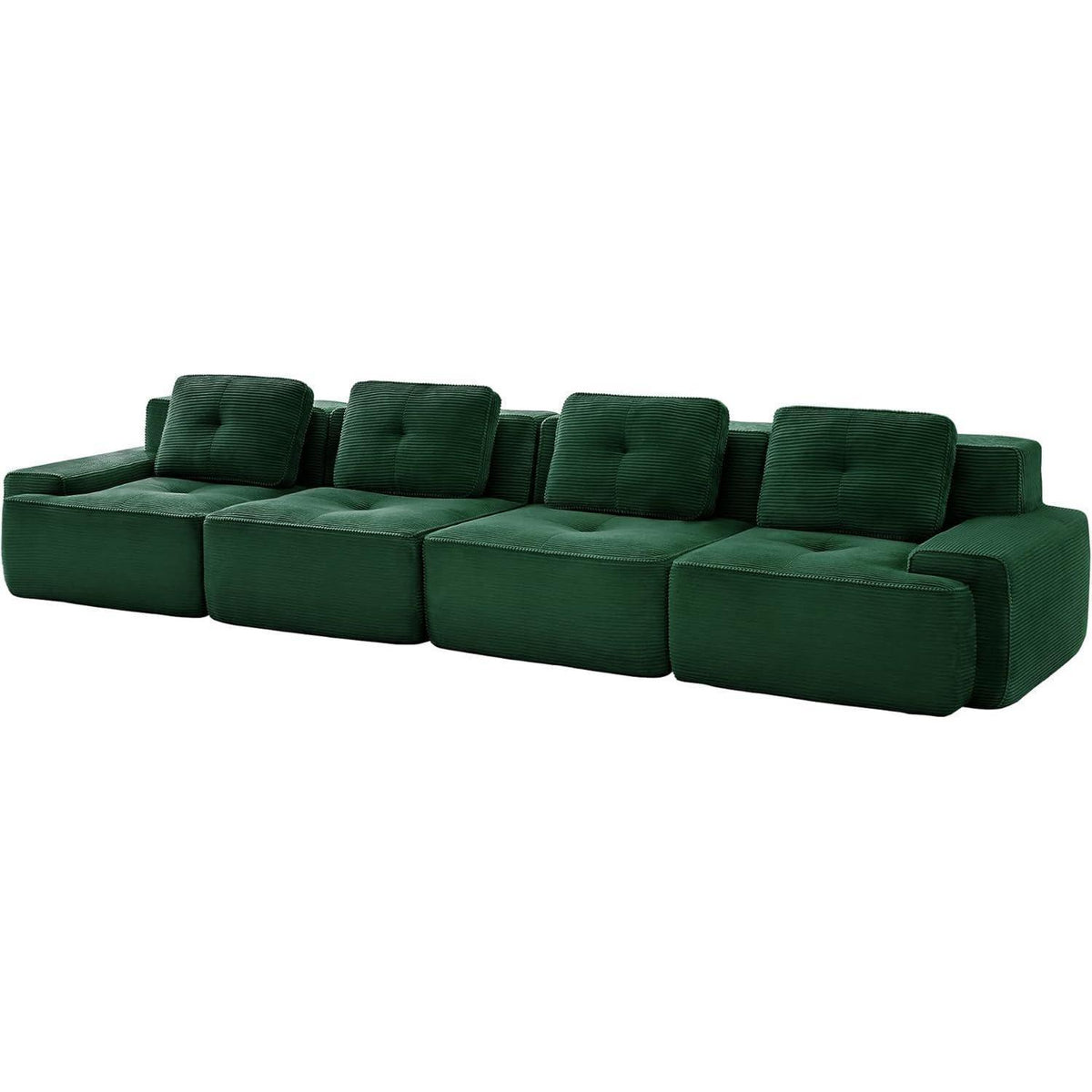Modularer 4-Sitzer Cord-Sofa | Tiefsitz, Grün