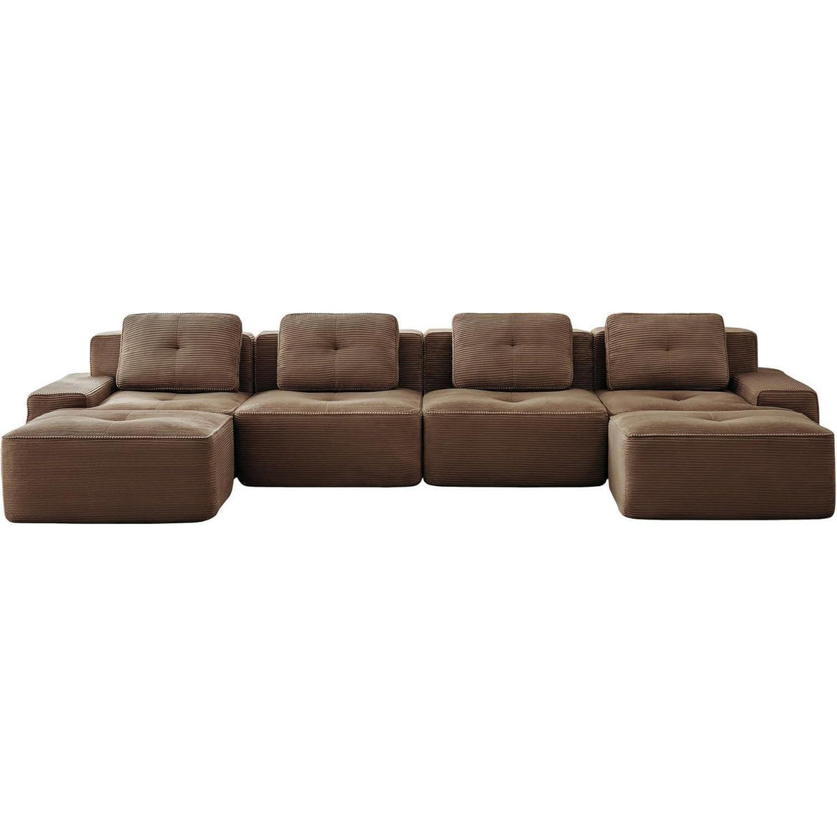 Modularer Cord-Ecksofa 4-Sitzer mit Hockern & Tiefsitz