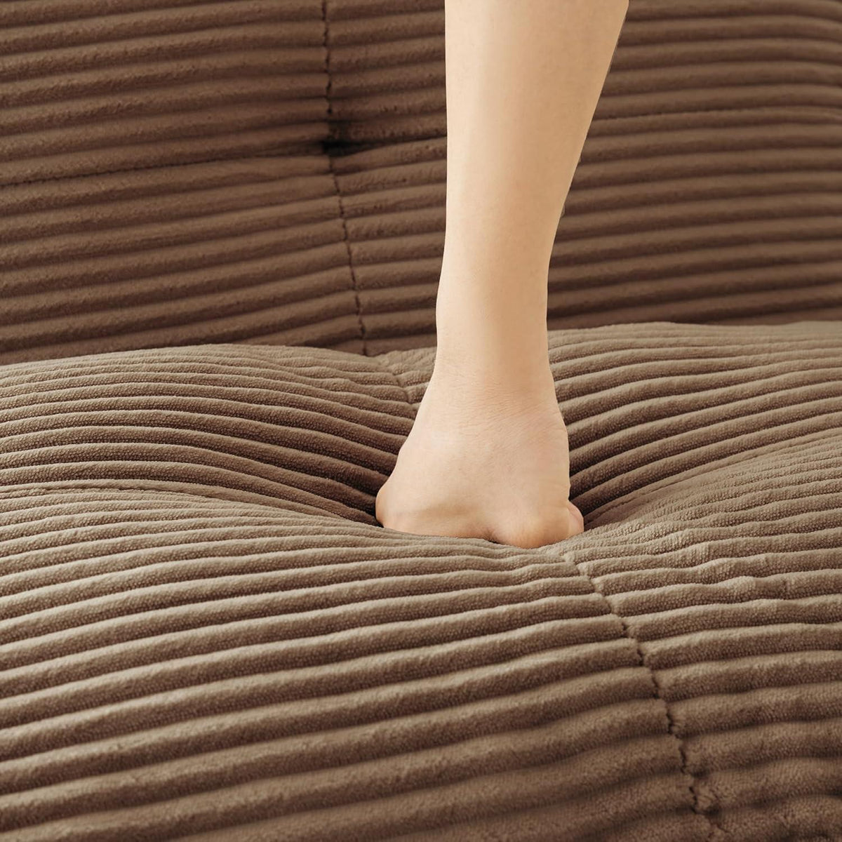 Modularer Cord-Ecksofa 4-Sitzer mit Hockern & Tiefsitz