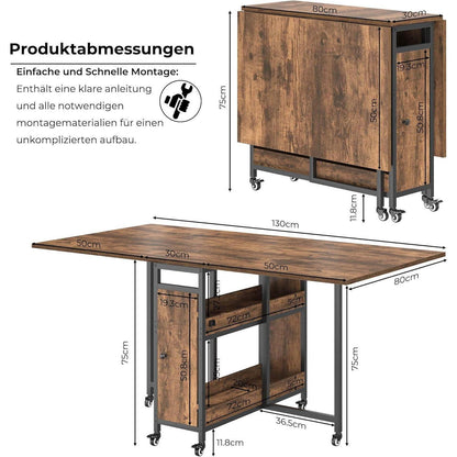Klappbarer Esstisch mit Stauraum – Platzsparender Küchentisch Holz
