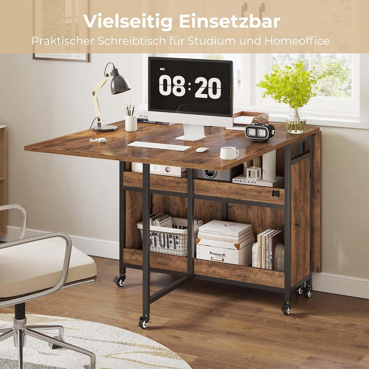 Klappbarer Esstisch mit Stauraum – Platzsparender Küchentisch Holz