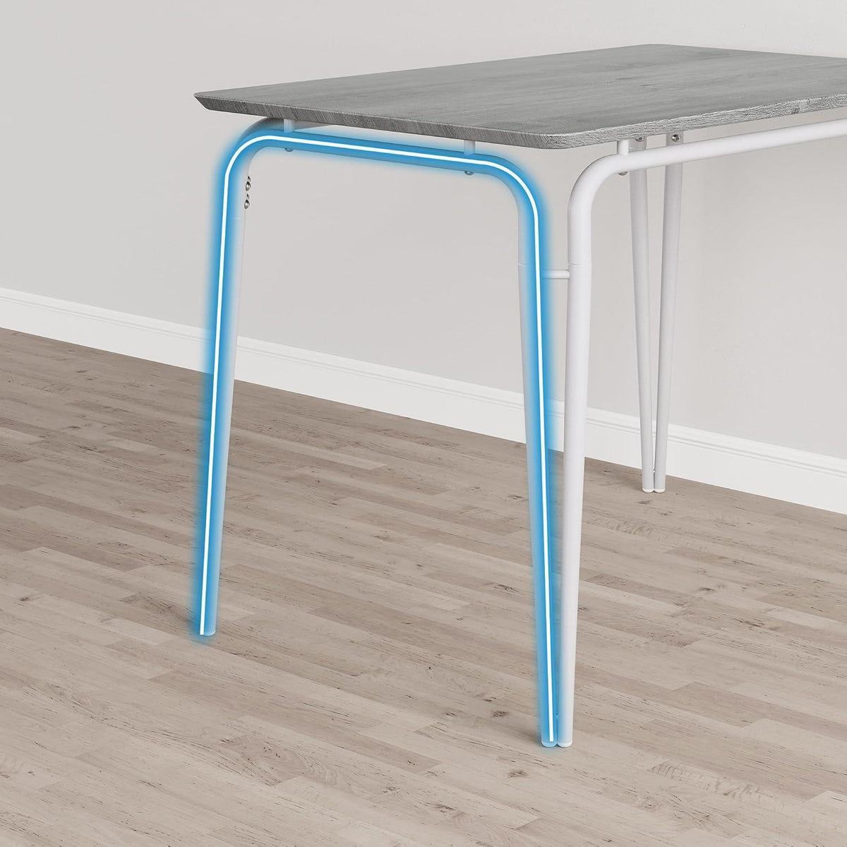Esszimmer Set Grau-Weiß: Tisch + 4 Stühle für Küche & Wohnzimmer