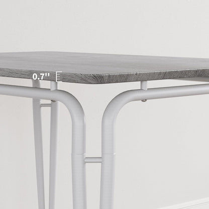 Esszimmer Set Grau-Weiß: Tisch + 4 Stühle für Küche & Wohnzimmer