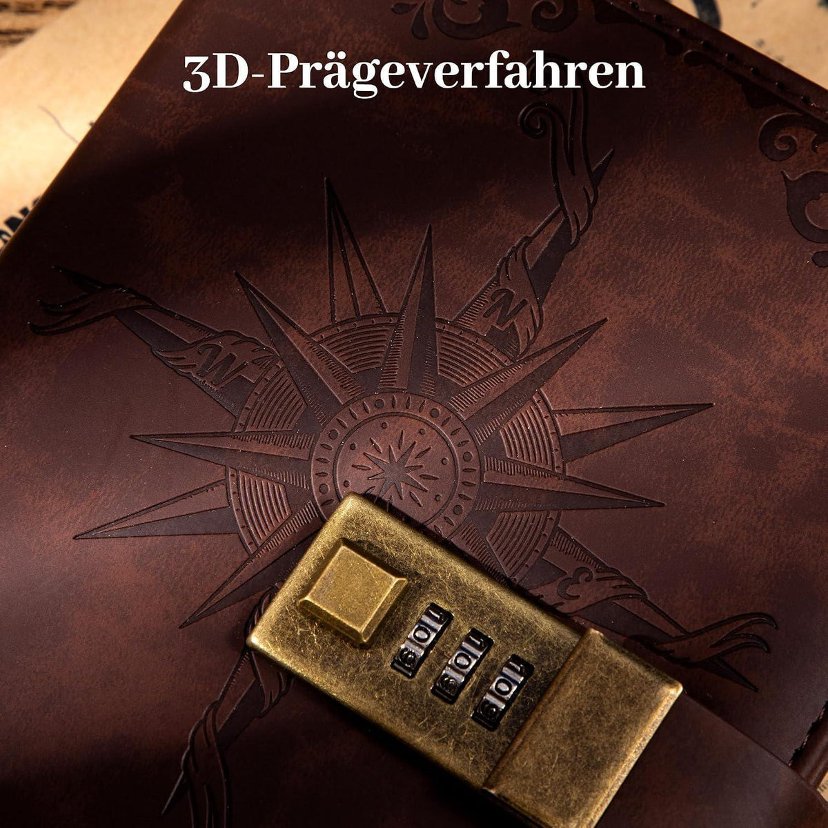 Tagebuch mit Schloss & Zahlencode, 256 Seiten, Braun