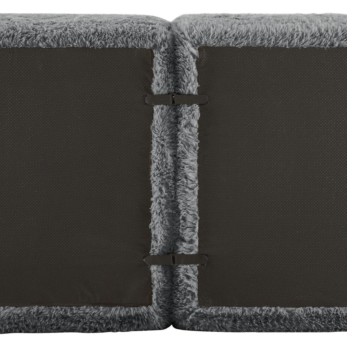 Modulares L-Form Sofa mit Hocker | Grau, Plüsch, Kein Aufbau