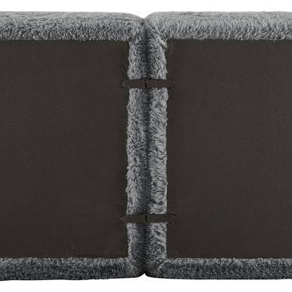Graues 4-Sitzer Sofa mit Hockern | Modulares Design, Kein Aufbau