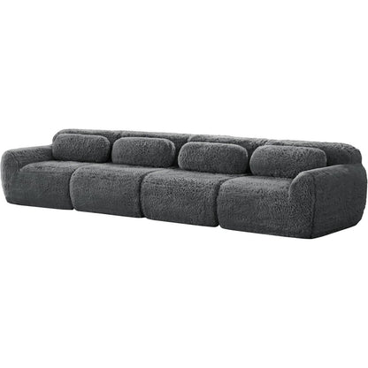 4-Sitzer Sofa Grau | Modulares Design, Kein Aufbau, Plüschstoff