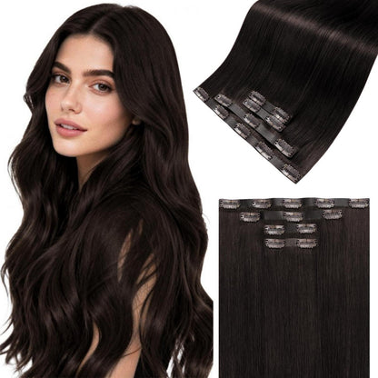 Echthaar Clip-in Extensions Braun 50cm – Remy Haar