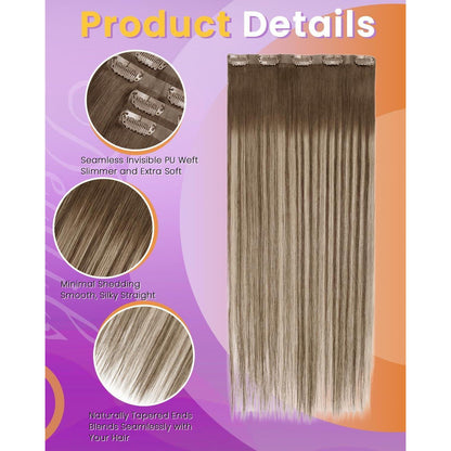 Clip-in Haarverlängerung Braun Balayage Echthaar 40cm