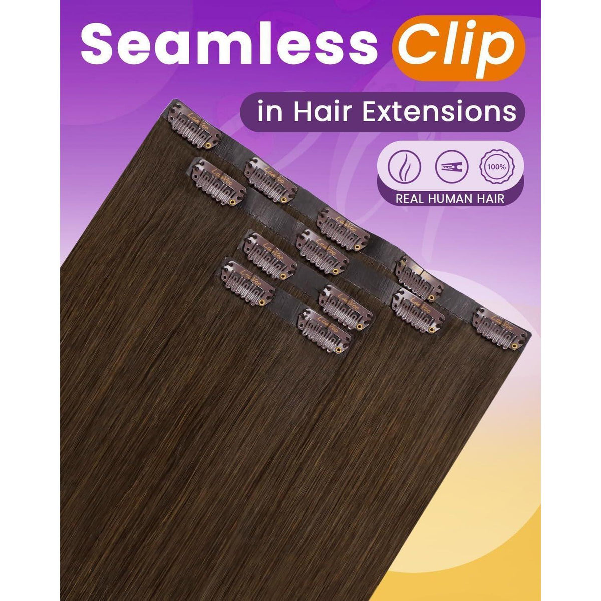 Braune Clip-in Haarverlängerung Echthaar – 40cm, 80g