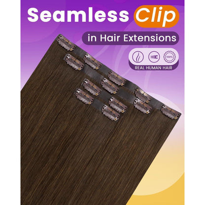 Braune Clip-in Haarverlängerung Echthaar – 40cm, 80g