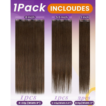 Braune Clip-in Haarverlängerung Echthaar – 40cm, 80g